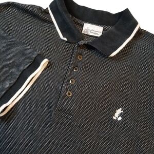 Walt DISNEY World Resort Mickey Mouse Harringbone Black Polo Medium